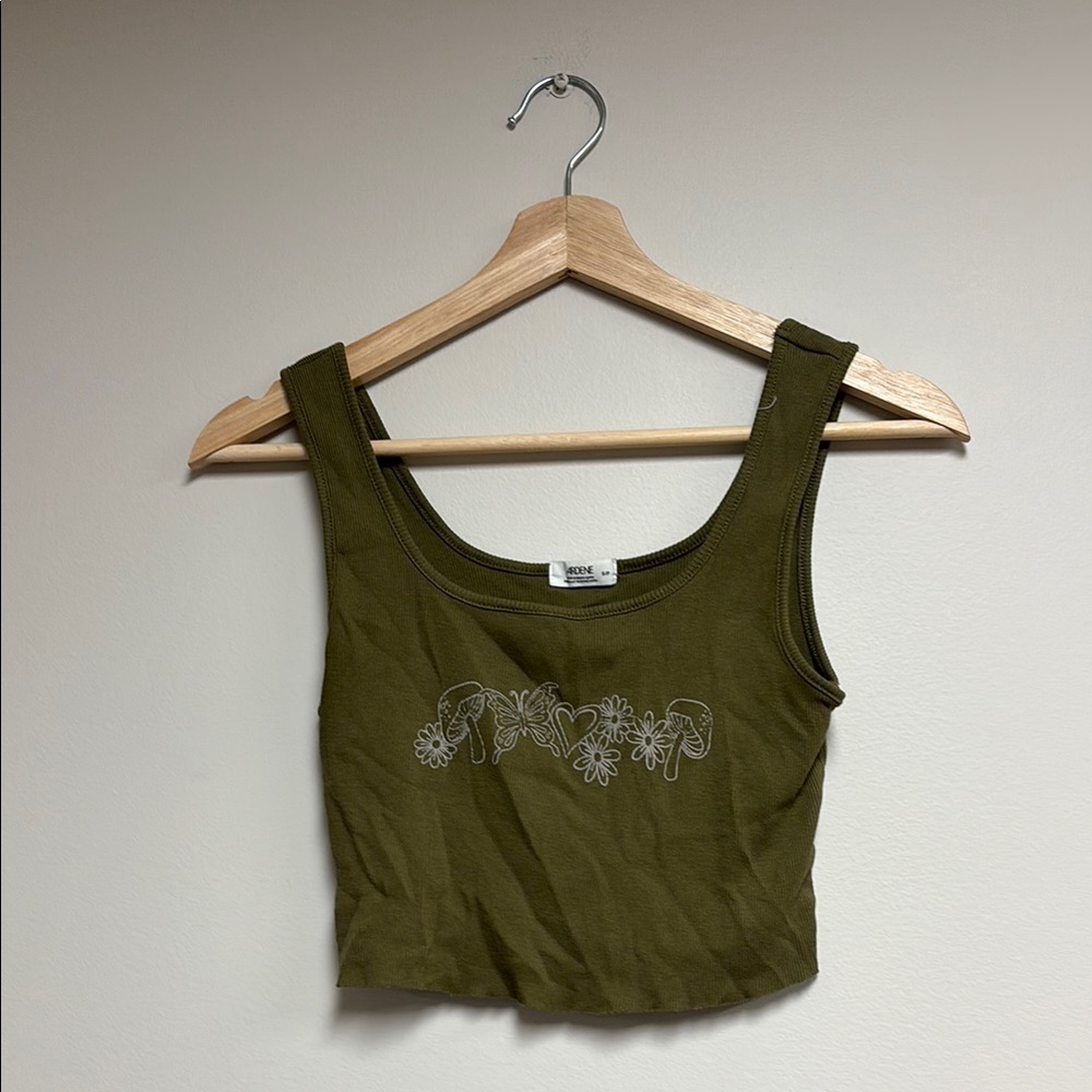Olive Green Cropped Tank Top